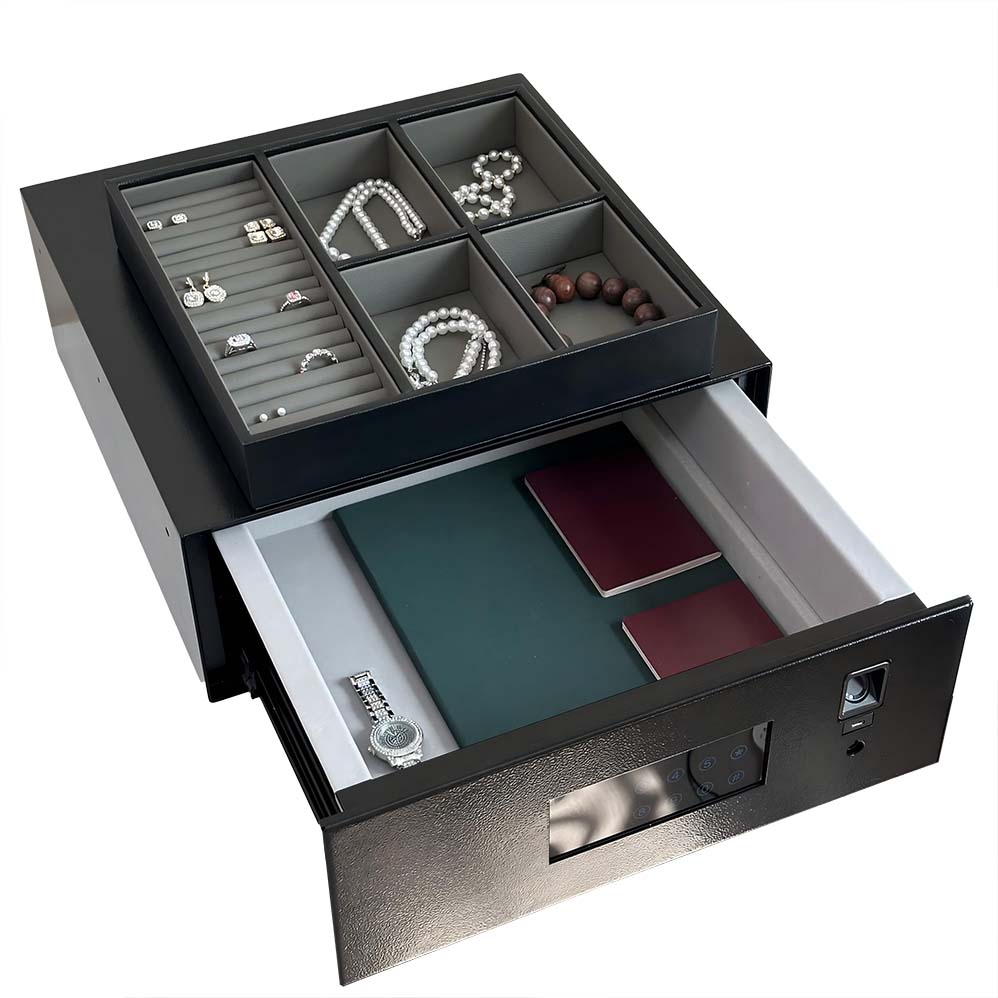 Black Metal Fingerprint Password Drawer Box