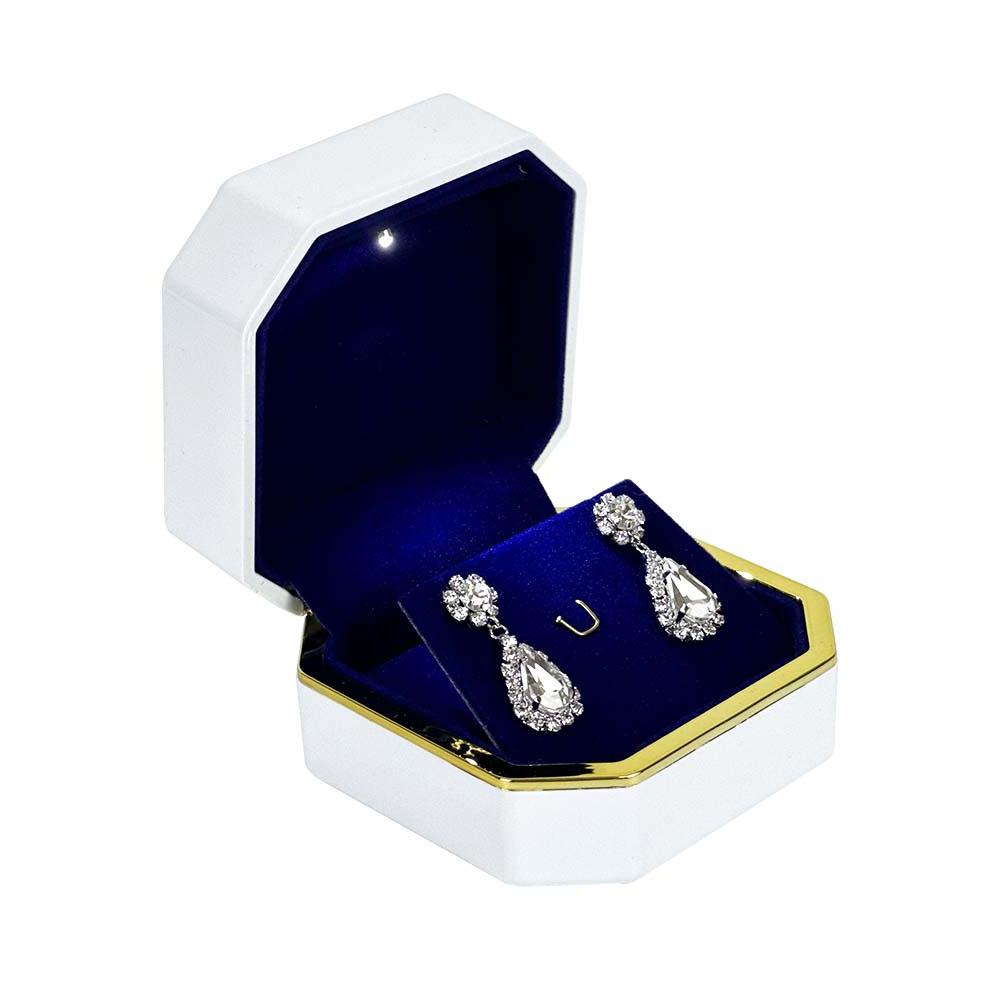 HONGYEXGCN High Grade Octagona Blue Lined Earring Box