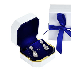 HONGYEXGCN High Grade Octagona Blue Lined Earring Box