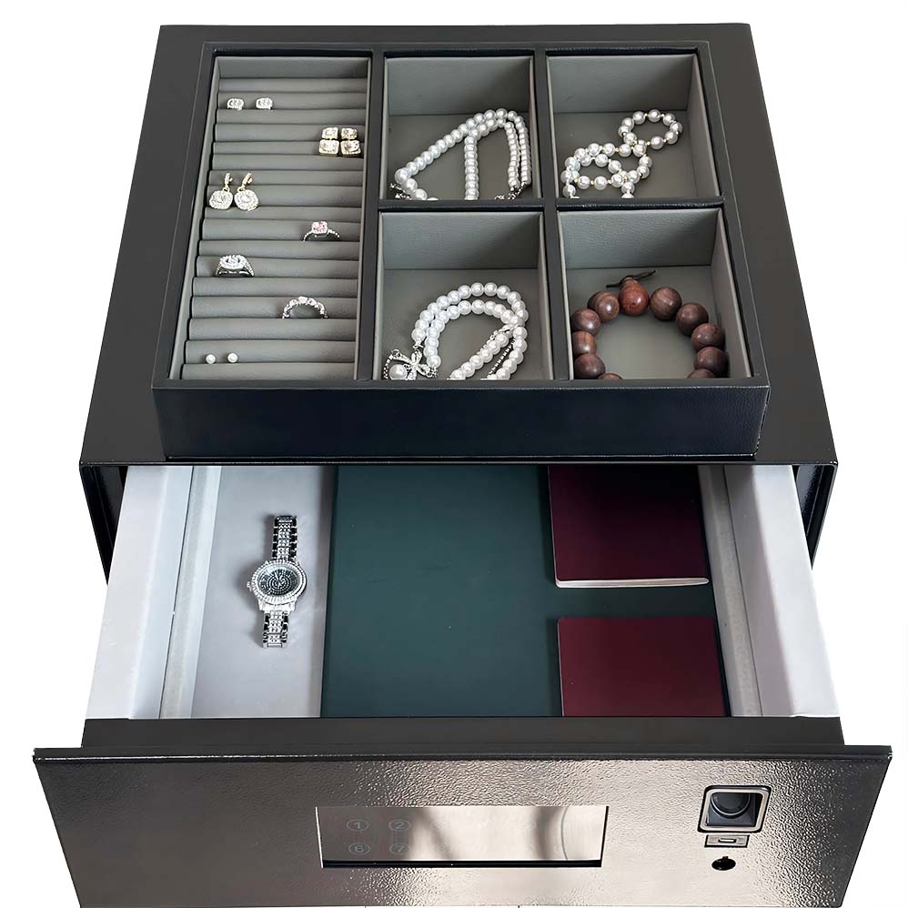 Black Metal Fingerprint Password Drawer Box