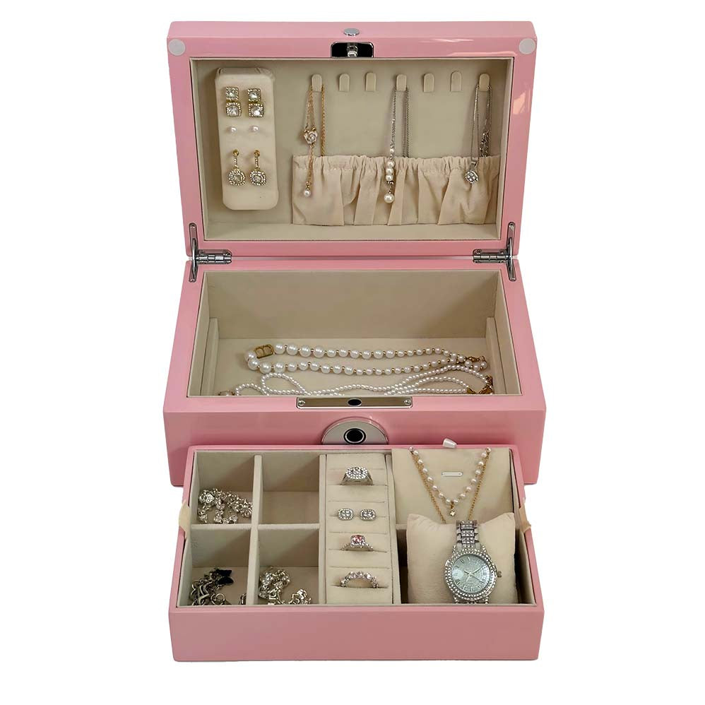 Pink Lacquered Fingerprint Jewellery Box