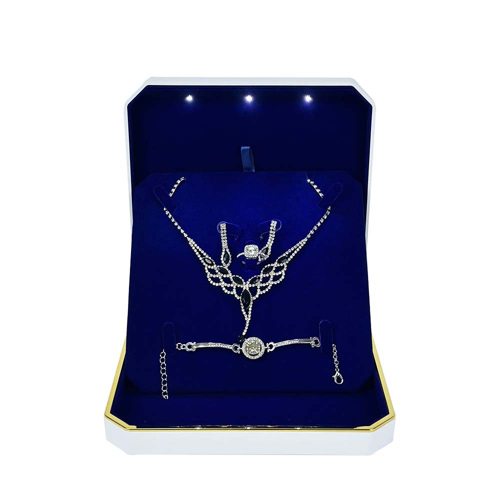 HONGYEXGCN High Grade Octagona Blue Lined Jewelry Box