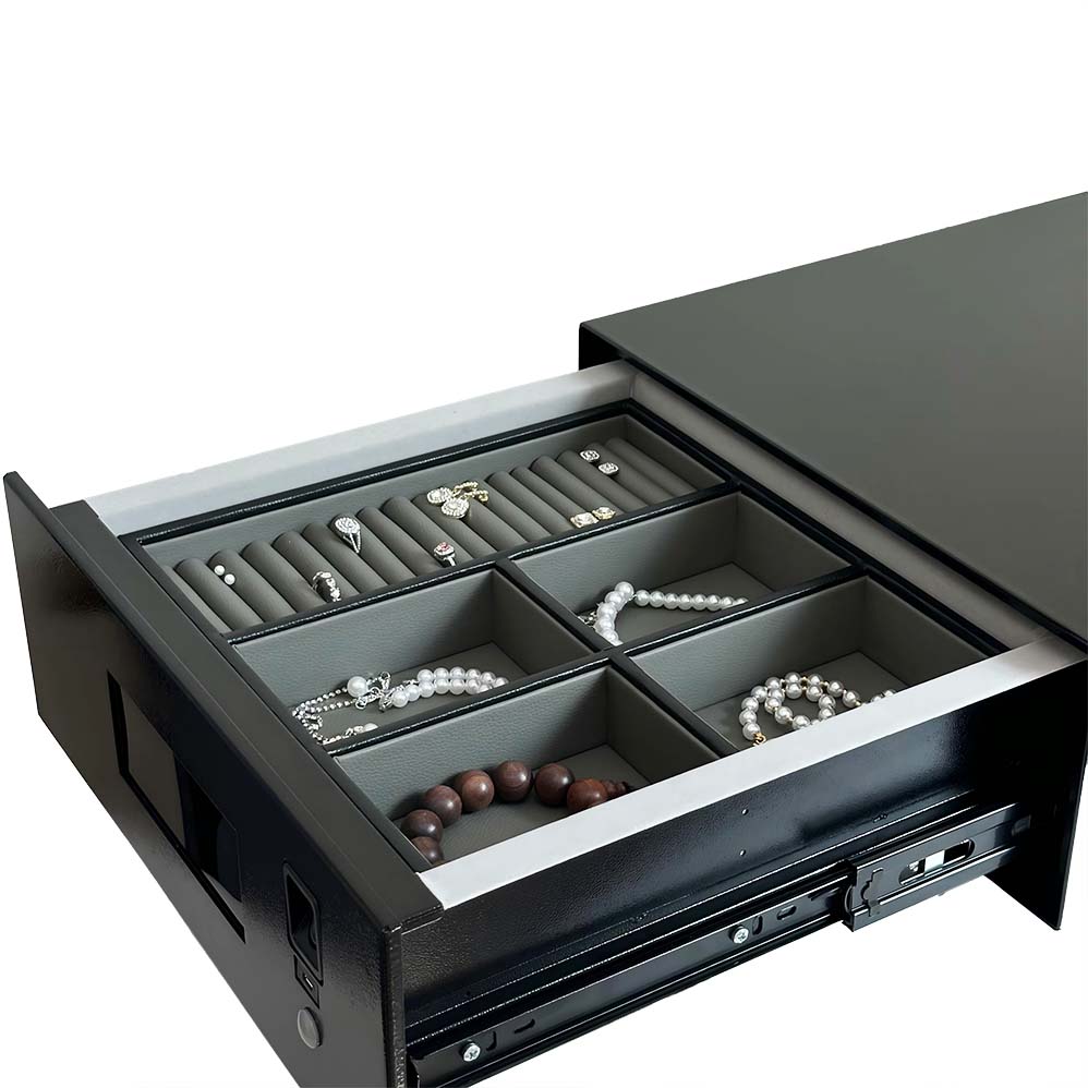 Black Metal Fingerprint Password Drawer Box