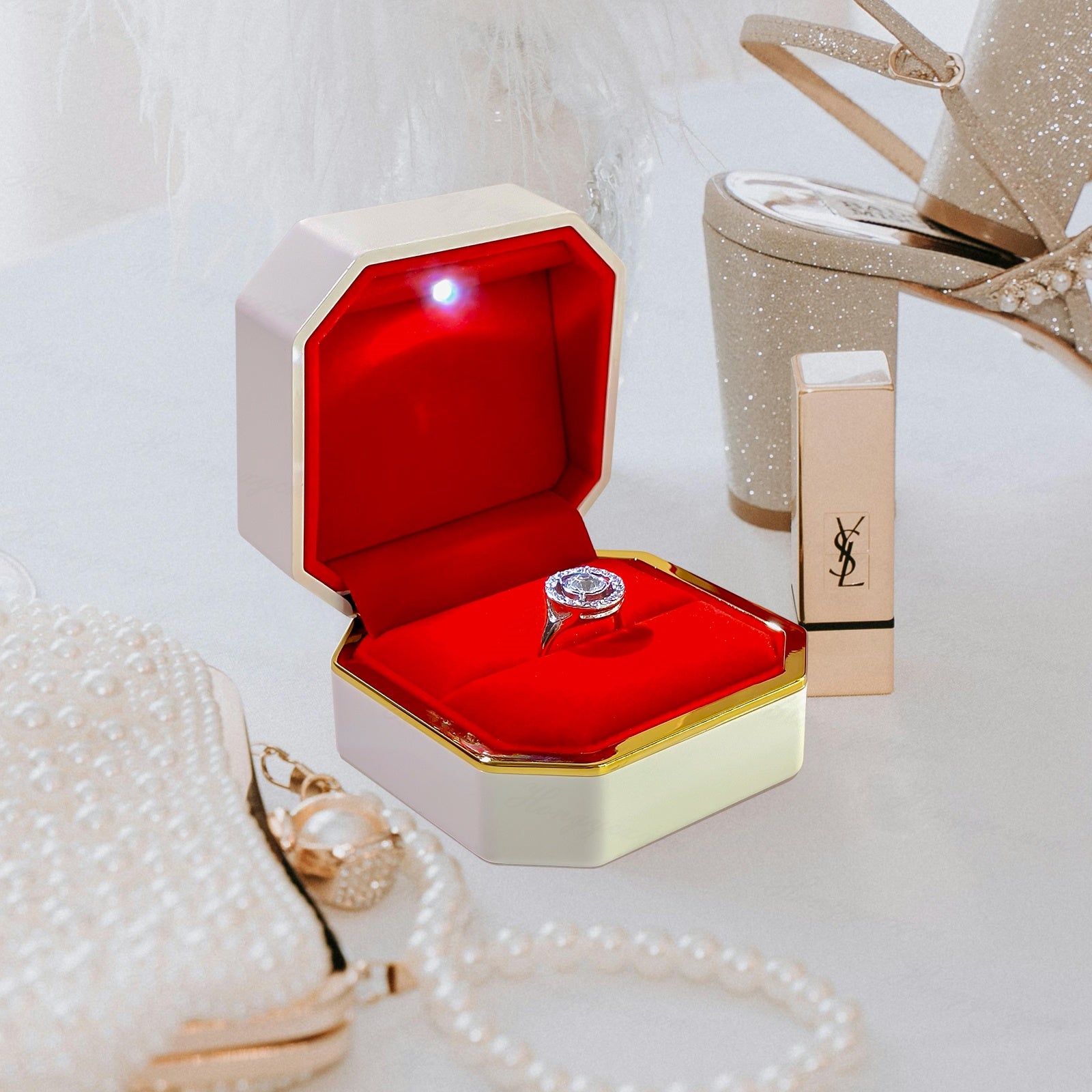 HONGYEXGCN High Grade Octagonal Wedding Ring Box