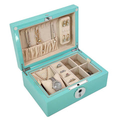 HONGYEXGCN Blue Lacquer Fingerprint Lock Jewelry Box