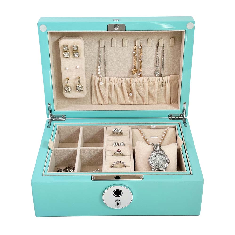 HONGYEXGCN Blue Lacquer Fingerprint Lock Jewelry Box