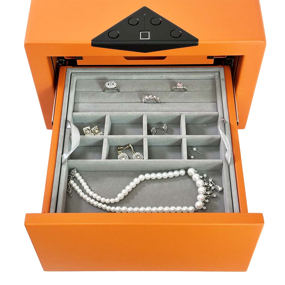 HONGYEXGCN Orange Fingerprint Lock Jewelry Safe