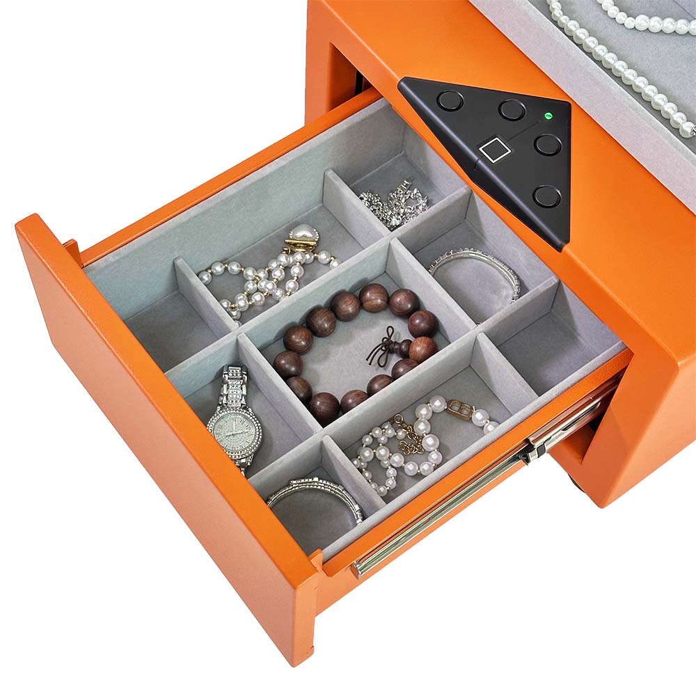 HONGYEXGCN Orange Fingerprint Lock Jewelry Safe