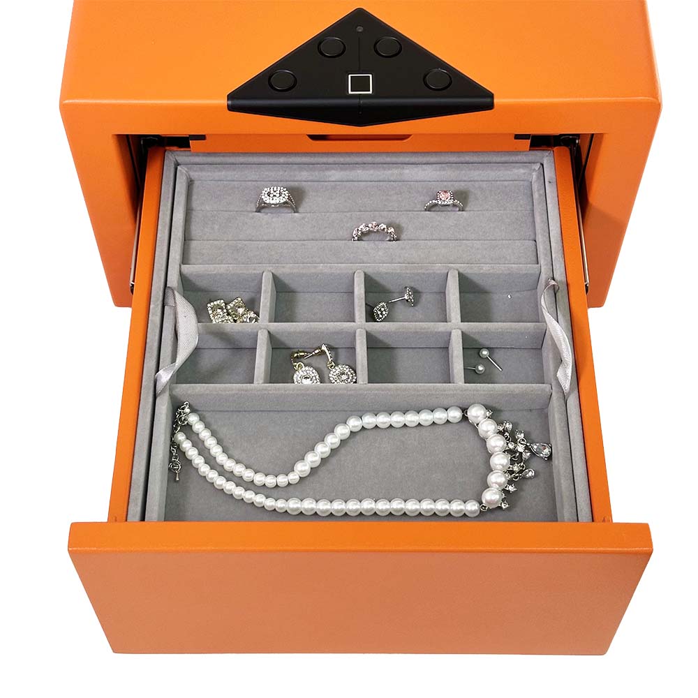 HONGYEXGCN Orange Fingerprint Lock Jewelry Safe