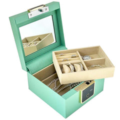 HONGYEXGCN Green Leather Fingerprint Lock Jewelry Box