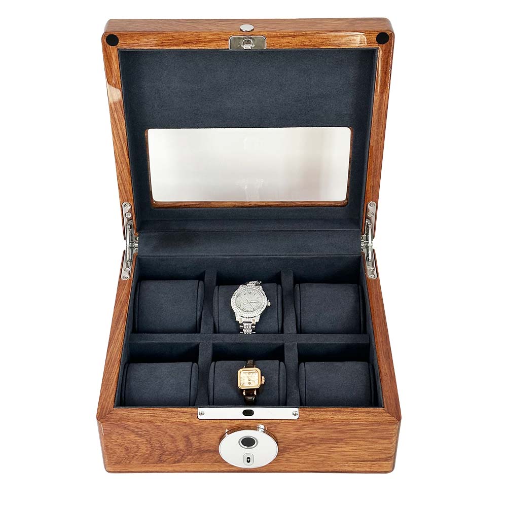 HONGYEXGCN Wooden Fingerprint Lock Watch Organizer