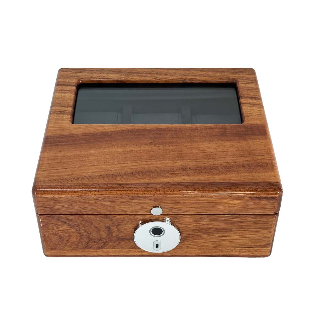 HONGYEXGCN Wooden Fingerprint Lock Watch Organizer