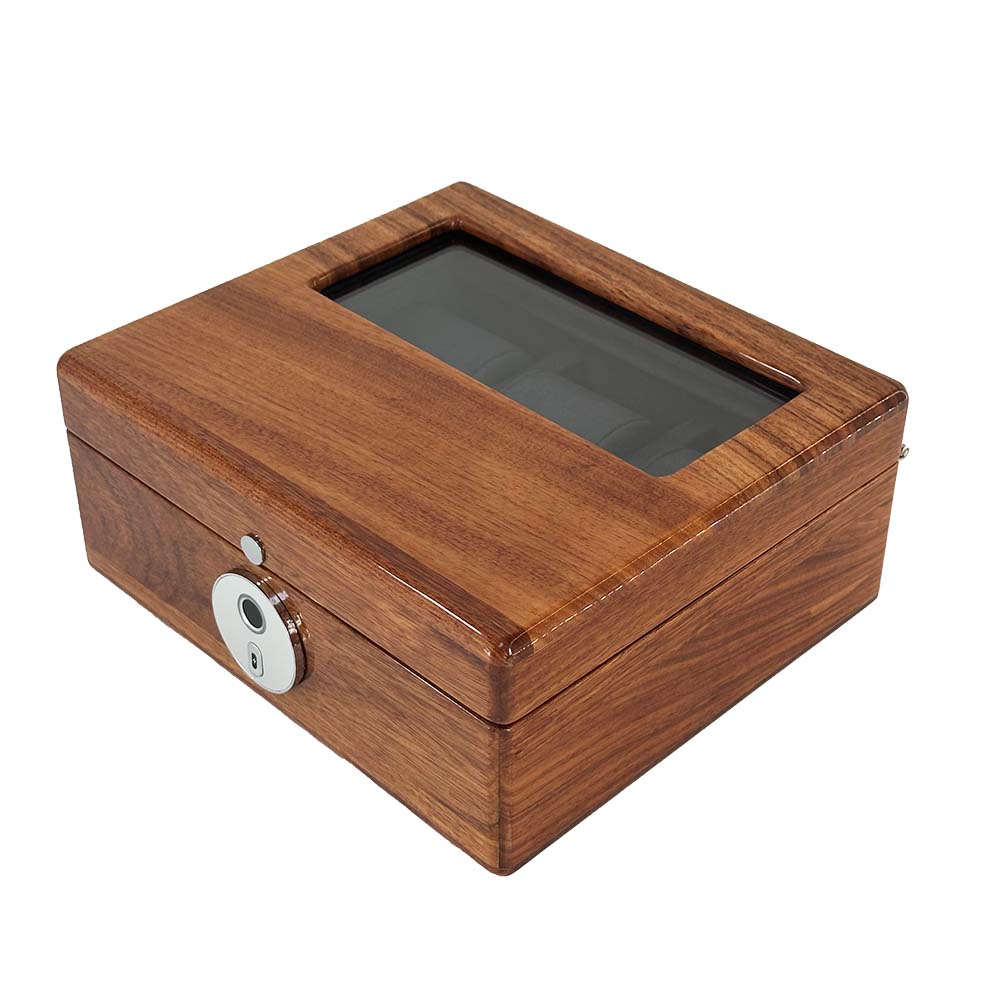 HONGYEXGCN Wooden Fingerprint Lock Watch Organizer