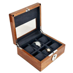 HONGYEXGCN Wooden Fingerprint Lock Watch Organizer